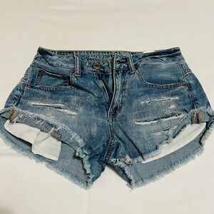 American Eagle High Rise Festival Distressed Denim Shorts